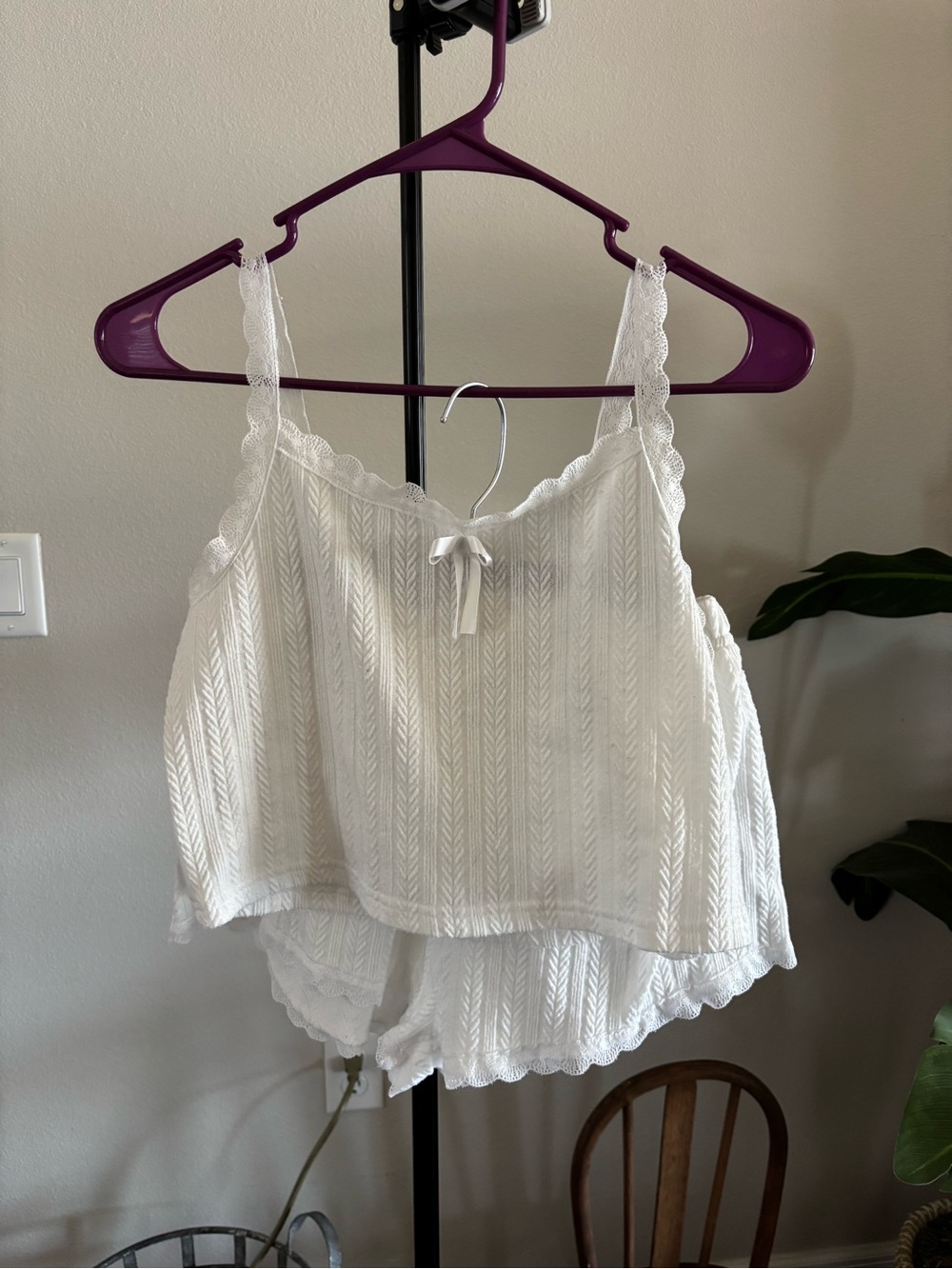 White Lace-Trim Women's Night Set
